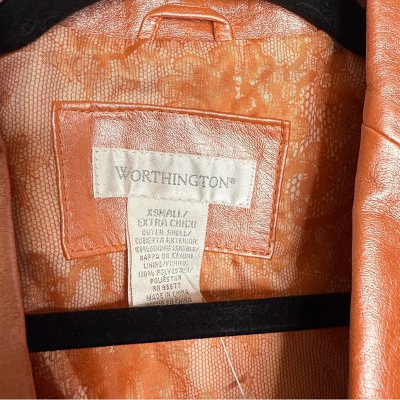 Vintage Orange Iridescent 100% leather Blazer XSmall - Worthington - Picture 5 of 8